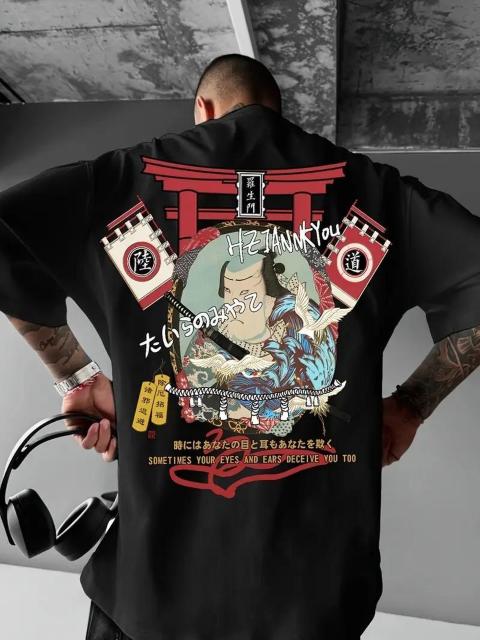 爆ヤス価格990円★メンズ東京侍プリントTシャツ - 半袖寺院と膝を意識した日本風デザイン USAサイズM(日本サイズXL相当)白 < 男性ファッション  爆ヤス価格990円★メンズ東京侍プリントTシャツ - 半袖寺院と膝を意識した日本風デザイン USAサイズM(日本サイズXL相当)白 < 男性ファッションの