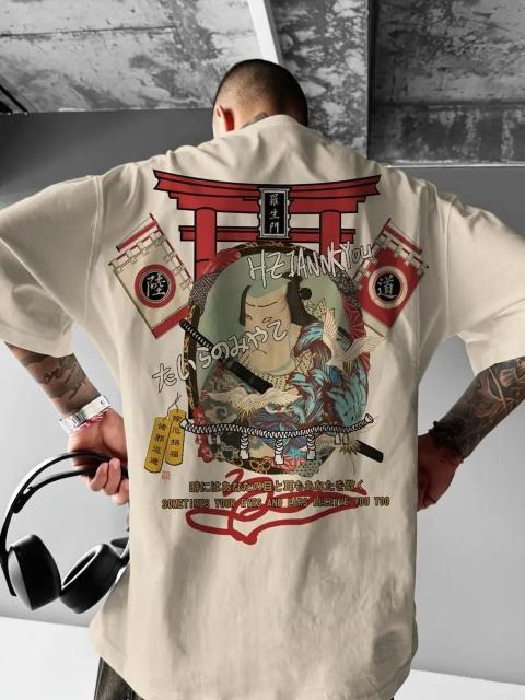 爆ヤス価格990円★メンズ東京侍プリントTシャツ - 半袖寺院と膝を意識した日本風デザイン USAサイズM(日本サイズXL相当)白 < 男性ファッション  爆ヤス価格990円★メンズ東京侍プリントTシャツ - 半袖寺院と膝を意識した日本風デザイン USAサイズM(日本サイズXL相当)白 < 男性ファッションの