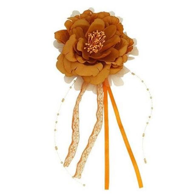 レースリボン 美麗フラワー コサージュ オレンジ★新品 < 女性アクセサリー/時計 レースリボン 美麗フラワー コサージュ オレンジ★新品 < 女性アクセサリー/時計の