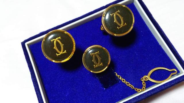 正規 カルティエ 2Cロゴ オーバルアンティークカフス 金×黒緑 タイタニック タイピン SET グリーン×ゴールド カフリンクス < ブランド  正規 カルティエ 2Cロゴ オーバルアンティークカフス 金×黒緑 タイタニック タイピン SET グリーン×ゴールド カフリンクス < ブランドの