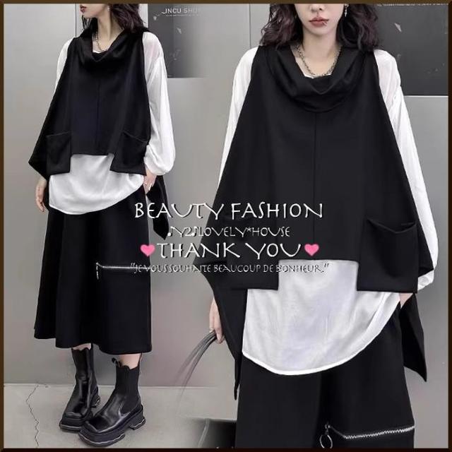 〜3L4L5L*2枚/ドレープアシメトップス+ラウンドネックシ < 女性ファッション 〜3L4L5L*2枚/ドレープアシメトップス+ラウンドネックシ < 女性ファッションの