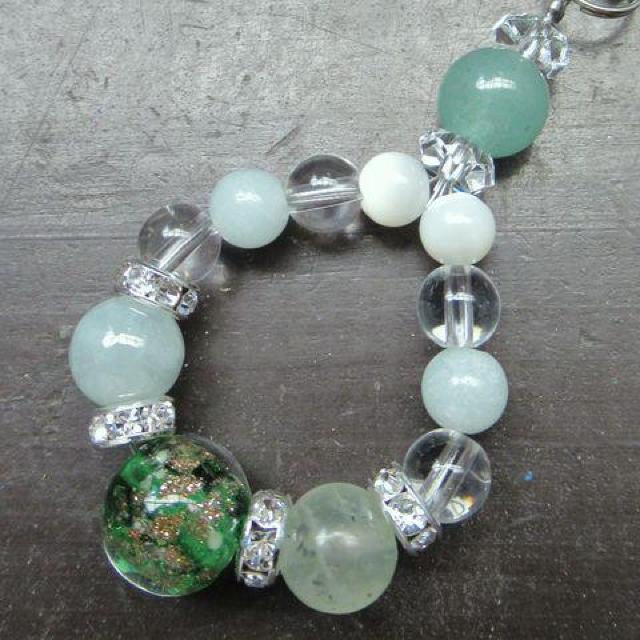 蓄光*ホタルガラスx本翡翠xプレナイトxアベンチュリンストラップ 天然石 パワーストーン < 家電/AV  蓄光*ホタルガラスx本翡翠xプレナイトxアベンチュリンストラップ 天然石 パワーストーン  < 家電/AVの