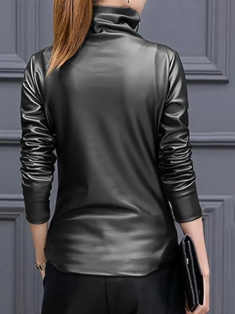 超お買い得2290円★【シーズン万能】レディース長袖PUスウェットシャツ - ハイネック USAサイズM(日本サイズXL相当) < 女性ファッション  超お買い得2290円★【シーズン万能】レディース長袖PUスウェットシャツ - ハイネック USAサイズM(日本サイズXL相当) < 女性ファッションの