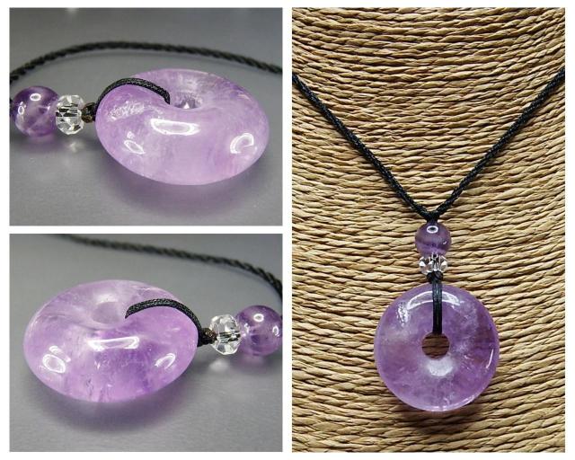 綺麗色合い良好ラベンダーアメジスト丸平安扣天然石ネックレス < 女性アクセサリー/時計  綺麗色合い良好ラベンダーアメジスト丸平安扣天然石ネックレス < 女性アクセサリー/時計の