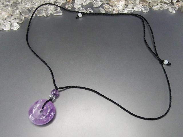 綺麗色合い良好ラベンダーアメジスト丸平安扣天然石ネックレス < 女性アクセサリー/時計  綺麗色合い良好ラベンダーアメジスト丸平安扣天然石ネックレス < 女性アクセサリー/時計の