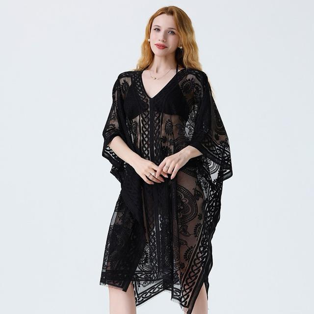 ワイド ラッシュガード カーディガン 花柄レース ブラック 大きいサイズ < 女性ファッション ワイド ラッシュガード カーディガン 花柄レース ブラック 大きいサイズ < 女性ファッションの