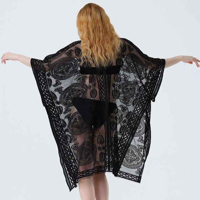ワイド ラッシュガード カーディガン 花柄レース ブラック 大きいサイズ < 女性ファッション ワイド ラッシュガード カーディガン 花柄レース ブラック 大きいサイズ < 女性ファッションの