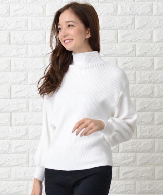 セール●定価3,278円●ボトルネックバルーンスリーブニット●白ホワイト < 女性ファッション  セール●定価3,278円●ボトルネックバルーンスリーブニット●白ホワイト < 女性ファッションの