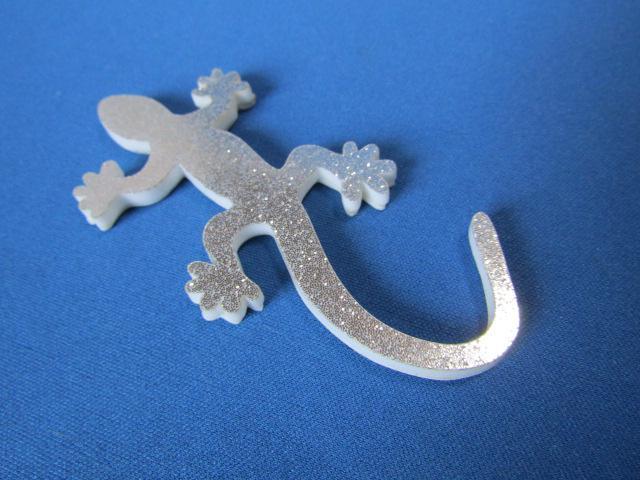 ●Gecko ゲッコー/守宮/ヤモリ! SILVER シルバー ラメ仕様 ABS製エンブレム 新品 < 自動車/バイク ●Gecko ゲッコー/守宮/ヤモリ! SILVER シルバー ラメ仕様 ABS製エンブレム 新品 < 自動車/バイク
