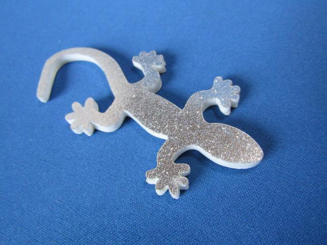 ●Gecko ゲッコー/守宮/ヤモリ! SILVER シルバー ラメ仕様 ABS製エンブレム 新品 < 自動車/バイク ●Gecko ゲッコー/守宮/ヤモリ! SILVER シルバー ラメ仕様 ABS製エンブレム 新品 < 自動車/バイク