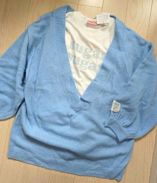 150★sugar sugar★Vネックニット+ロンT★2点セット★新品★送料無料 < キッズ/ベビー 150★sugar sugar★Vネックニット+ロンT★2点セット★新品★送料無料 < キッズ/ベビーの