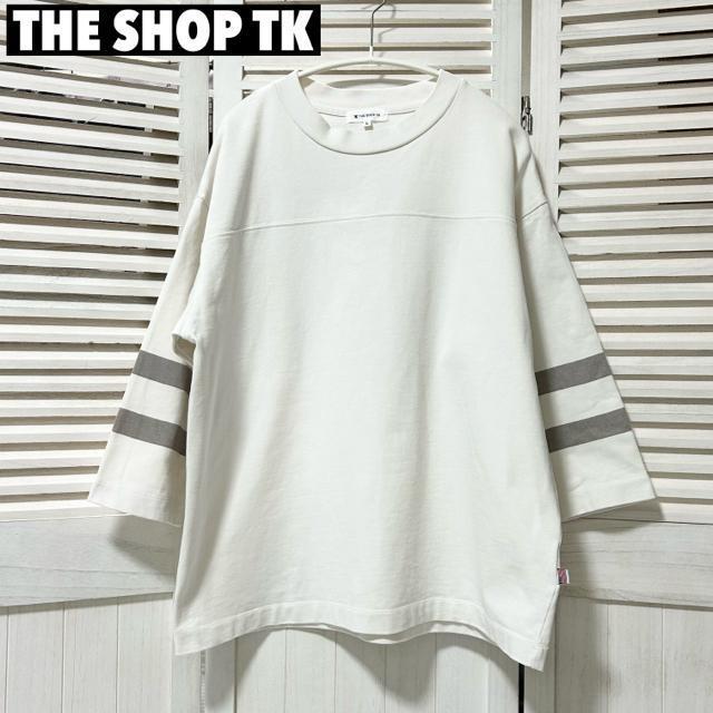 THE SHOP TK コットン フットボール Tシャツ カットソー L < ブランド THE SHOP TK コットン フットボール Tシャツ カットソー L < ブランドの