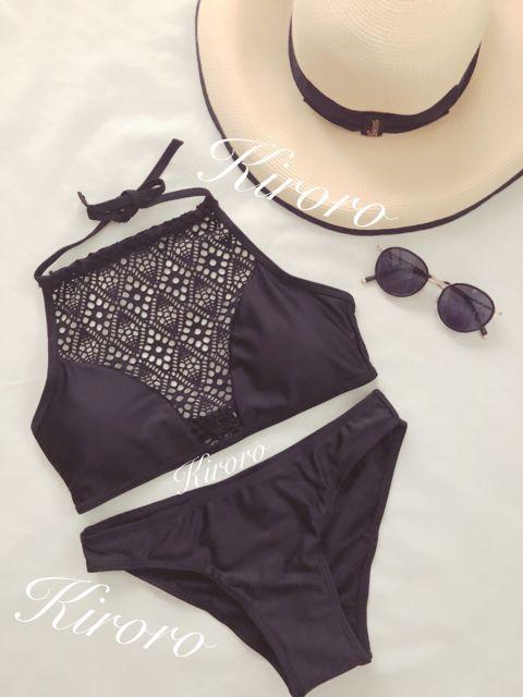 ハイネックビキニ 水着 黒色 ブラック S < 女性ファッション ハイネックビキニ 水着 黒色 ブラック S < 女性ファッションの