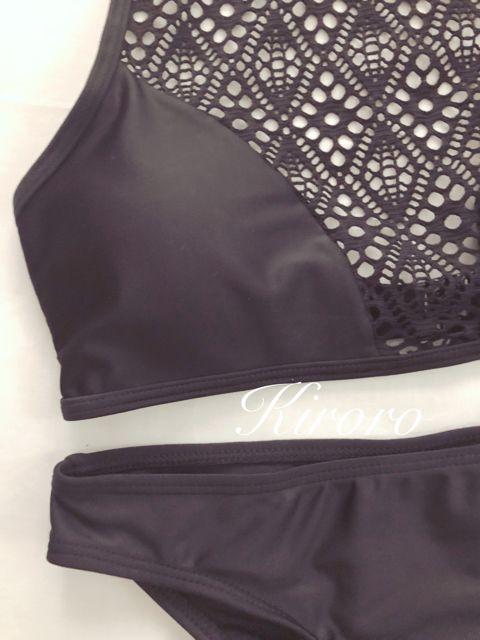 ハイネックビキニ 水着 黒色 ブラック S < 女性ファッション ハイネックビキニ 水着 黒色 ブラック S < 女性ファッションの