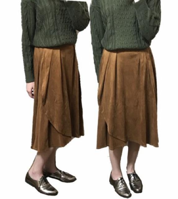 (ゴム)キャメルスエードエスニック〓ロングラップスカート(M)美品〓 < ブランド (ゴム)キャメルスエードエスニック〓ロングラップスカート(M)美品〓 < ブランドの