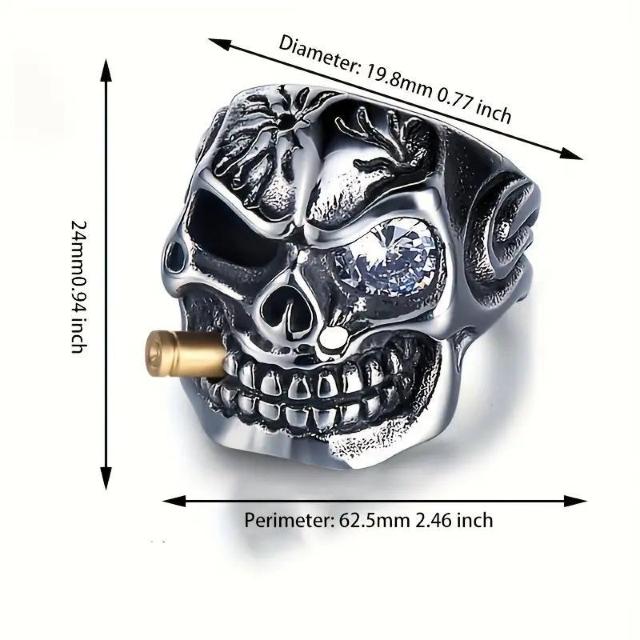 残1点★爆ヤス価格590円★スカル亜鉛合金リングパンクメンズ USAサイず11号(日本サイズ24号相当)シルバー   < 男性アクセサリー/時計  残1点★爆ヤス価格590円★スカル亜鉛合金リングパンクメンズ USAサイず11号(日本サイズ24号相当)シルバー   < 男性アクセサリー/時計の