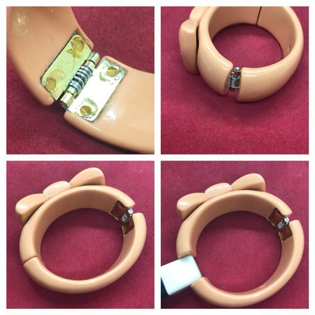 レア 正規品 シャネル CoCo ラインストーン リボン バングル サーモンピンク < ブランド  レア 正規品 シャネル CoCo ラインストーン リボン バングル サーモンピンク < ブランドの