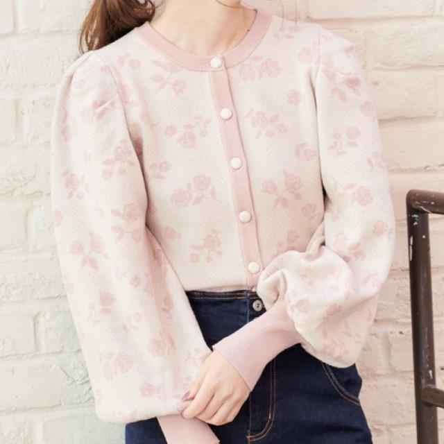 NICE CLAUP★ローズ配色ニットカーディガン★ < ブランド NICE CLAUP★ローズ配色ニットカーディガン★ < ブランドの