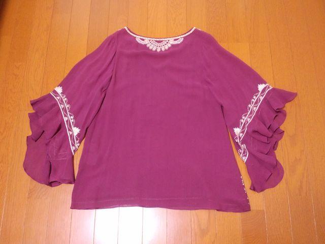 ダイアグラム(グレースコンチネンタル)◆ビジュー刺繍Vネックシルクチュニック◆サイズ36 < ブランド  ダイアグラム(グレースコンチネンタル)◆ビジュー刺繍Vネックシルクチュニック◆サイズ36 < ブランドの