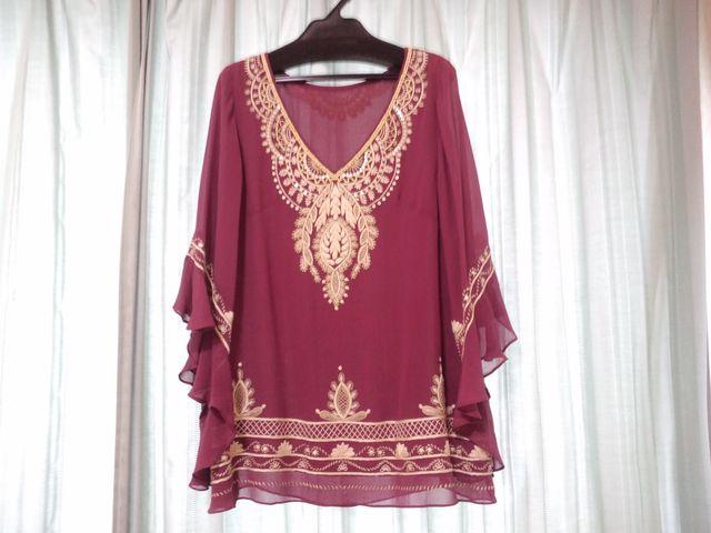 ダイアグラム(グレースコンチネンタル)◆ビジュー刺繍Vネックシルクチュニック◆サイズ36 < ブランド  ダイアグラム(グレースコンチネンタル)◆ビジュー刺繍Vネックシルクチュニック◆サイズ36 < ブランドの