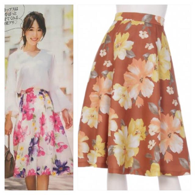 定価17,260円●Rirandtureリランドチュール●大花プリントスカート●茶ブラウン●フラワー < ブランド 定価17,260円●Rirandtureリランドチュール●大花プリントスカート●茶ブラウン●フラワー < ブランドの