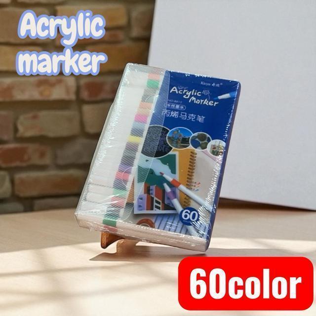 アクリルマーカーペン 60色セット 水性 速乾 耐水 防水 布・ガラス・プラスチック対応 DIY お絵描き イラスト ハンドメイド < ホビー アクリルマーカーペン 60色セット 水性 速乾 耐水 防水 布・ガラス・プラスチック対応 DIY お絵描き イラスト ハンドメイド < ホビーの