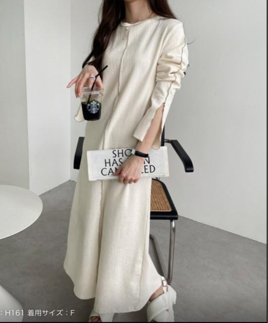 Alma Design 楊柳 配色メロー 長袖ワンピース < 女性ファッション  Alma Design 楊柳 配色メロー 長袖ワンピース  < 女性ファッションの