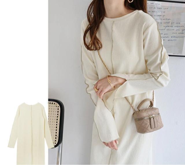 Alma Design 楊柳 配色メロー 長袖ワンピース < 女性ファッション  Alma Design 楊柳 配色メロー 長袖ワンピース < 女性ファッションの