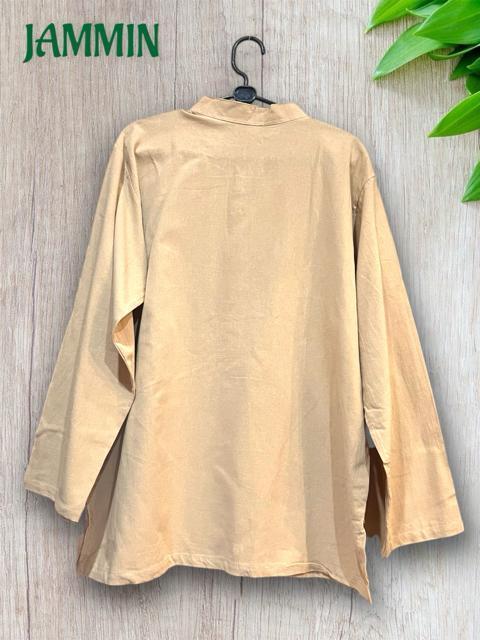 刺繍入りクルタ ベージュ エスニック ヒッピー アジアン 長袖 < 男性ファッション 刺繍入りクルタ ベージュ エスニック ヒッピー アジアン 長袖 < 男性ファッションの