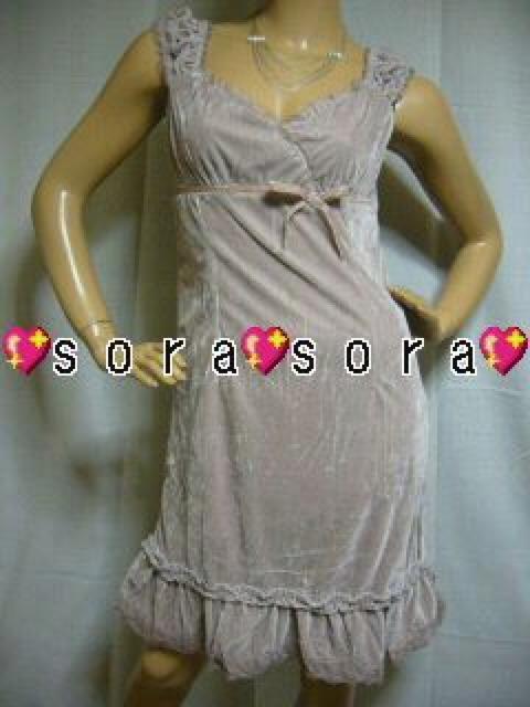 結婚式.二次会.パーティー♪リボンレース ベロアワンピ ベージュ < 女性ファッション  結婚式.二次会.パーティー♪リボンレース ベロアワンピ ベージュ  < 女性ファッションの