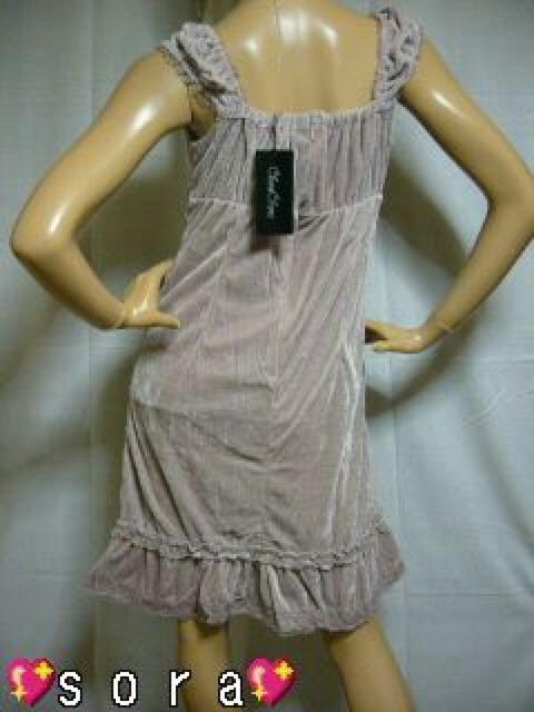 結婚式.二次会.パーティー♪リボンレース ベロアワンピ ベージュ < 女性ファッション  結婚式.二次会.パーティー♪リボンレース ベロアワンピ ベージュ < 女性ファッションの