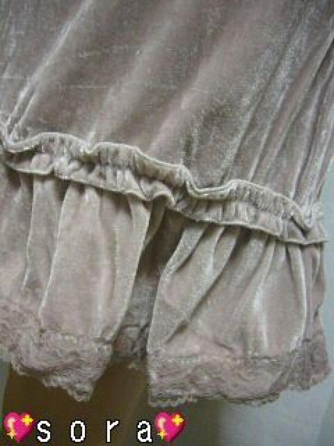 結婚式.二次会.パーティー♪リボンレース ベロアワンピ ベージュ < 女性ファッション  結婚式.二次会.パーティー♪リボンレース ベロアワンピ ベージュ < 女性ファッションの