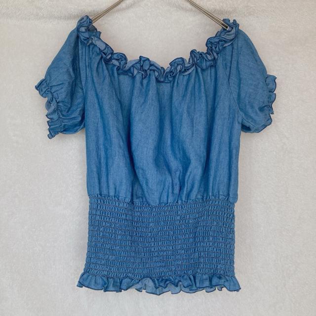 Zunus 細見え スモック ラグラン トップス カットソー M デニム風 N2m < 女性ファッション  Zunus 細見え スモック ラグラン トップス カットソー M デニム風 N2m  < 女性ファッションの