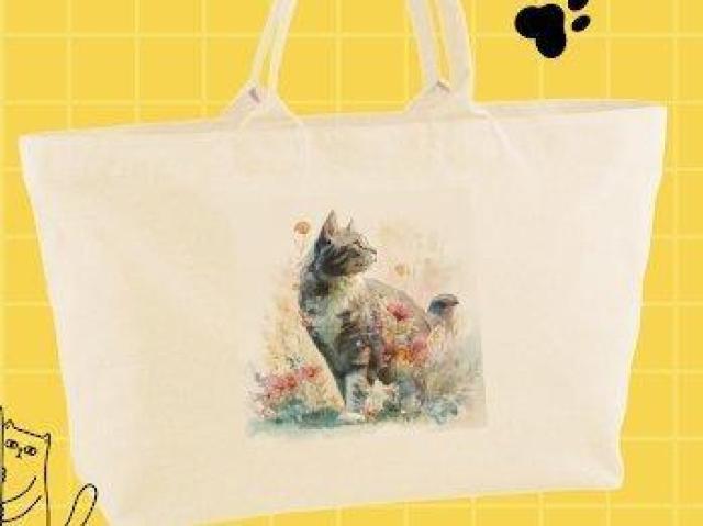 ヘヴィー キャンバス ジップトートバッグ ナチュラル 猫 花 トートバッグ 前 < 女性ファッション ヘヴィー キャンバス ジップトートバッグ ナチュラル 猫 花 トートバッグ 前 < 女性ファッションの