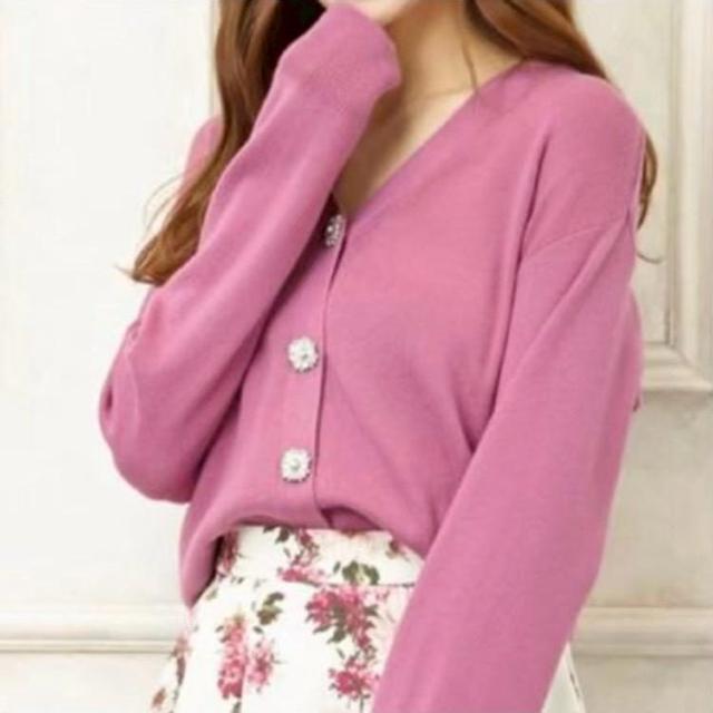 ◆allamanda/アラマンダ◆装飾ニットカーディガン★ピンクM*ビジューボタンカーデ美品 < ブランド ◆allamanda/アラマンダ◆装飾ニットカーディガン★ピンクM*ビジューボタンカーデ美品 < ブランドの