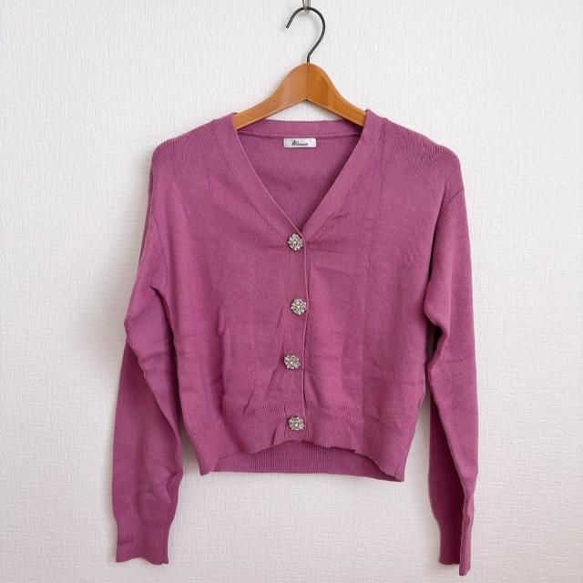 ◆allamanda/アラマンダ◆装飾ニットカーディガン★ピンクM*ビジューボタンカーデ美品 < ブランド ◆allamanda/アラマンダ◆装飾ニットカーディガン★ピンクM*ビジューボタンカーデ美品 < ブランドの