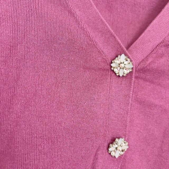 ◆allamanda/アラマンダ◆装飾ニットカーディガン★ピンクM*ビジューボタンカーデ美品 < ブランド ◆allamanda/アラマンダ◆装飾ニットカーディガン★ピンクM*ビジューボタンカーデ美品 < ブランドの