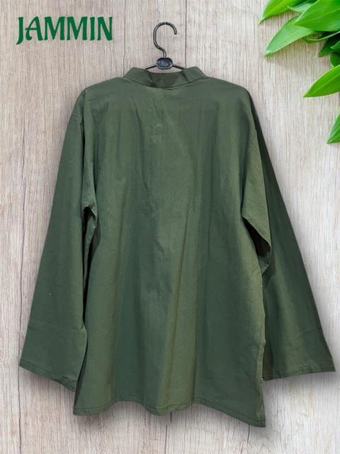 刺繍入りクルタ カーキ エスニック ヒッピー アジアン < 男性ファッション 刺繍入りクルタ カーキ エスニック ヒッピー アジアン < 男性ファッションの