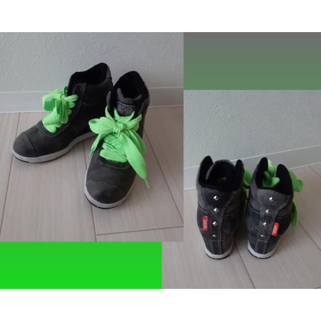 VANS バンズ◆デニムグレーウォッシュ加工 スタッズ グリーンリボン ハイカット スニーカー◆24p < ブランド  VANS バンズ◆デニムグレーウォッシュ加工 スタッズ グリーンリボン ハイカット スニーカー◆24p  < ブランドの