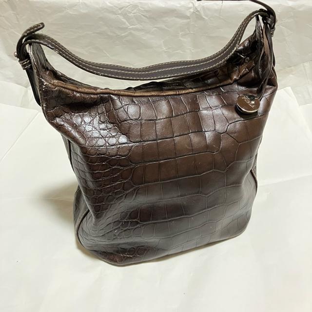 【FURLA / フルラ】 クロコ型押し / レザー ワンハンドル ハンドバッグ ダークブラウン系 < ブランド  【FURLA / フルラ】 クロコ型押し / レザー ワンハンドル ハンドバッグ ダークブラウン系  < ブランドの