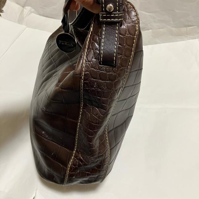 【FURLA / フルラ】 クロコ型押し / レザー ワンハンドル ハンドバッグ ダークブラウン系 < ブランド  【FURLA / フルラ】 クロコ型押し / レザー ワンハンドル ハンドバッグ ダークブラウン系 < ブランドの