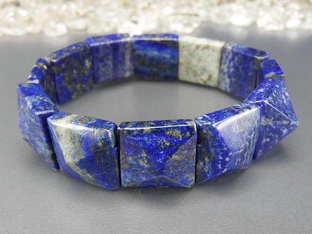 AAAラピスラズリ四角カットバングルブレスレット天然石未着色希少仕様 < 女性アクセサリー/時計  AAAラピスラズリ四角カットバングルブレスレット天然石未着色希少仕様 < 女性アクセサリー/時計の