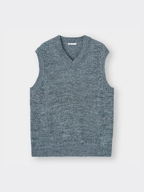GU ジーユー ウォッシャブルメランジVネックベスト ニットベスト ユニセックス ブルー 青 M  ユニクロ < ブランド  GU ジーユー ウォッシャブルメランジVネックベスト ニットベスト ユニセックス ブルー 青 M  ユニクロ < ブランドの