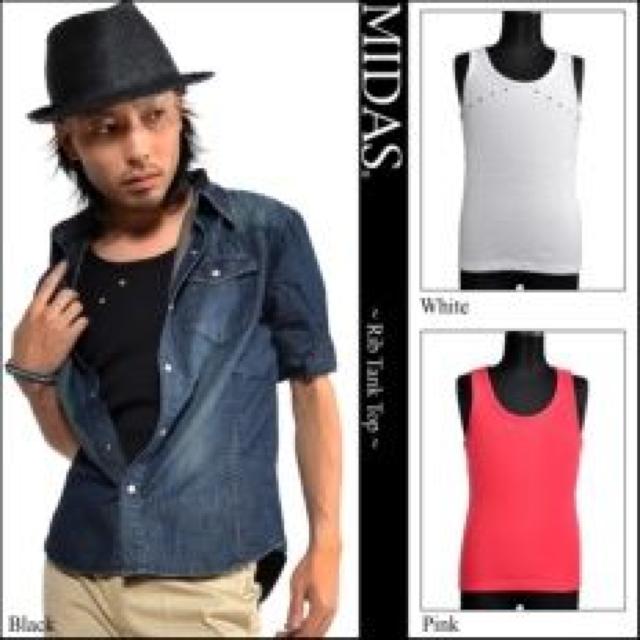 【MIDAS/ミダス】お兄.ロック.ホスト系♪バックロゴ刺繍ハトメタンクトップ ホワイト < ブランド 【MIDAS/ミダス】お兄.ロック.ホスト系♪バックロゴ刺繍ハトメタンクトップ ホワイト < ブランドの