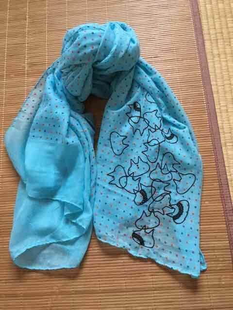 mintneko・ドット&バブルネコ柄ストール。ブルー < ブランド mintneko・ドット&バブルネコ柄ストール。ブルー < ブランドの