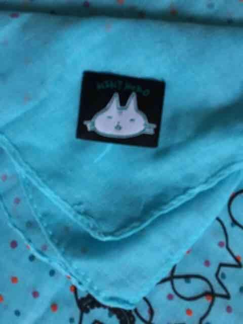 mintneko・ドット&バブルネコ柄ストール。ブルー < ブランド mintneko・ドット&バブルネコ柄ストール。ブルー < ブランドの