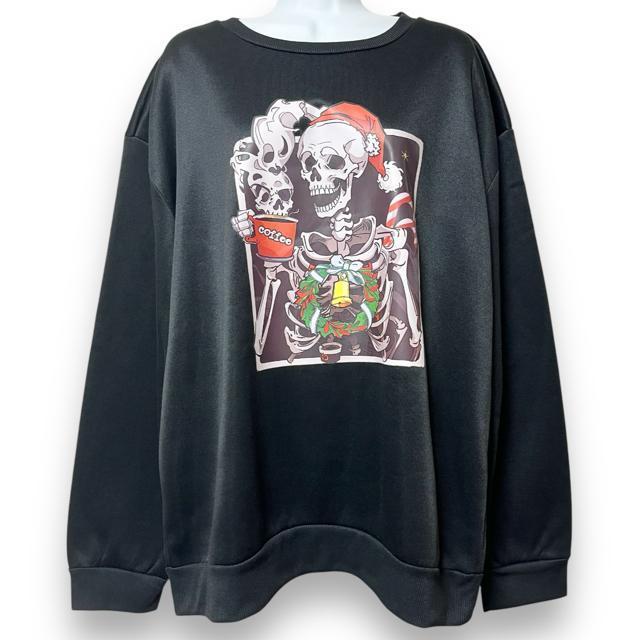 【新品/SHEIN/XL】スカルサンタプリント裏起毛スウェットプルオーバー < 女性ファッション  【新品/SHEIN/XL】スカルサンタプリント裏起毛スウェットプルオーバー < 女性ファッションの