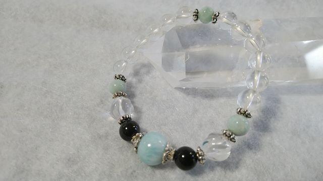 ☆handmade☆天然石ブレス☆ラリマー&スギライト&水晶☆ < 女性アクセサリー/時計  ☆handmade☆天然石ブレス☆ラリマー&スギライト&水晶☆  < 女性アクセサリー/時計の