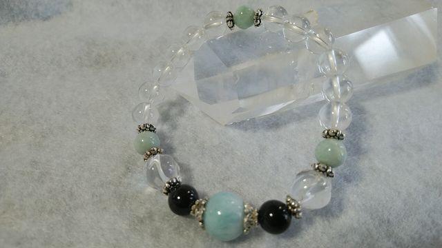 ☆handmade☆天然石ブレス☆ラリマー&スギライト&水晶☆ < 女性アクセサリー/時計  ☆handmade☆天然石ブレス☆ラリマー&スギライト&水晶☆ < 女性アクセサリー/時計の