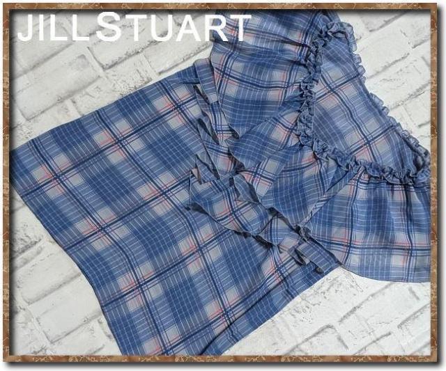 ジルスチュアート シフォンチェックプルオーバーブラウス 青系 < ブランド ジルスチュアート シフォンチェックプルオーバーブラウス 青系 < ブランドの